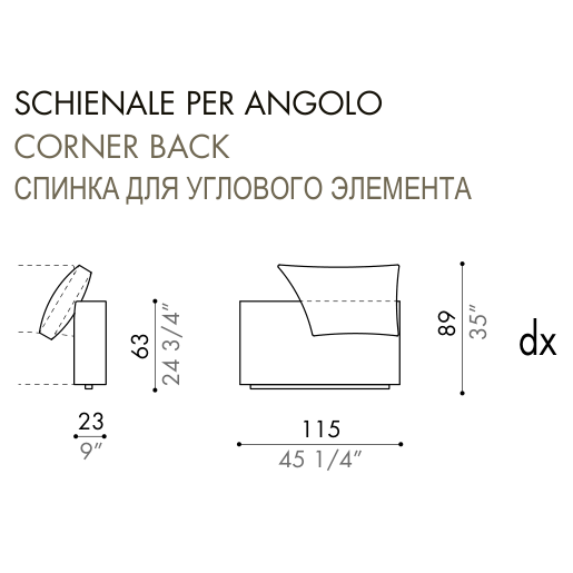 Desiree Backrest ZENIT - dimensions, item code 007020