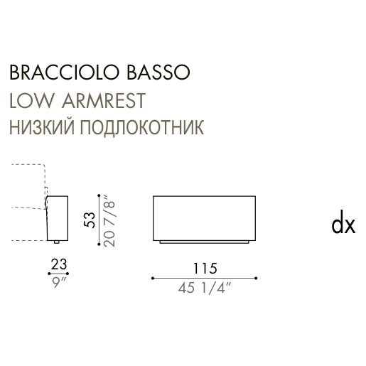 Desiree Armrest ZENIT - dimensions, item code 007050