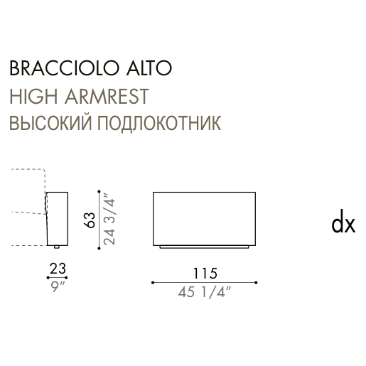 Desiree Armrest ZENIT - dimensions, item code 007058