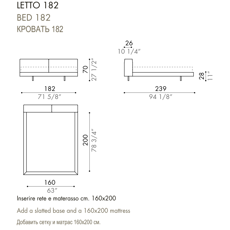 Desiree Bed ZENIT - dimensions, item code 009030