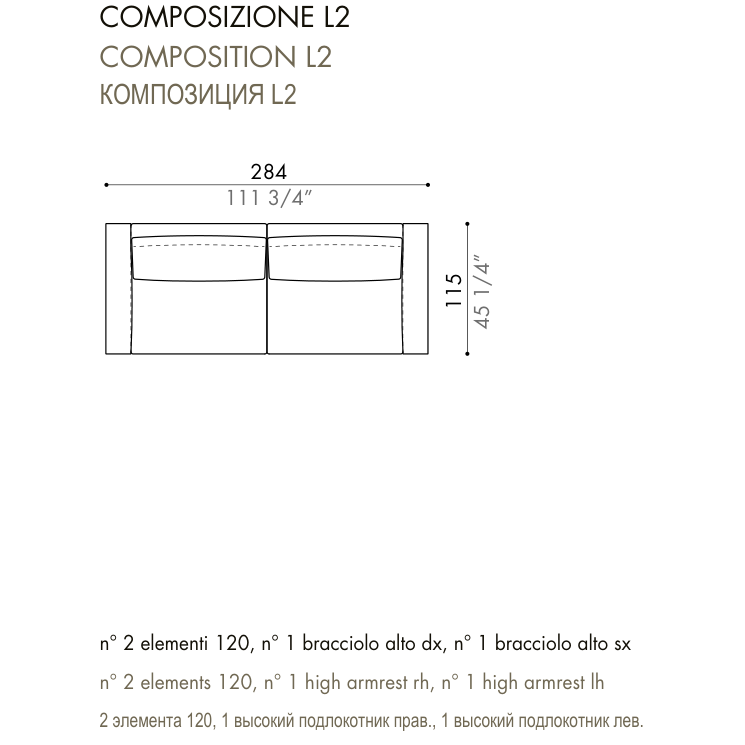 Desiree Modular Sofa Composition ZENIT - dimensions, item code C00020