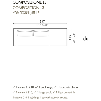 Desiree Modular Sofa Composition ZENIT - dimensions, item code C00030