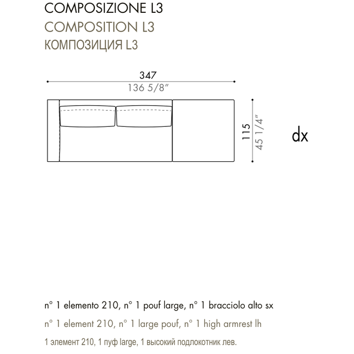 Desiree Modular Sofa Composition ZENIT - dimensions, item code C00030