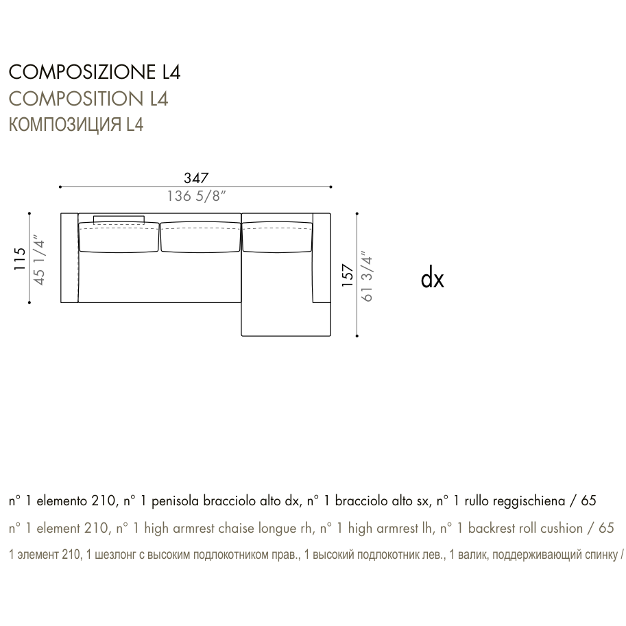 Desiree Modular Sofa Composition ZENIT - dimensions, item code C00040