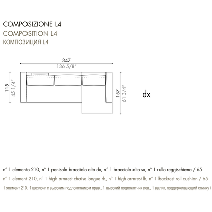 Desiree Modular Sofa Composition ZENIT - dimensions, item code C00040