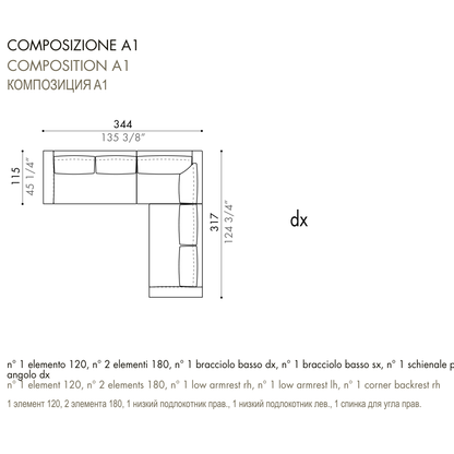 Desiree Modular Sofa Composition ZENIT - dimensions, item code C00050