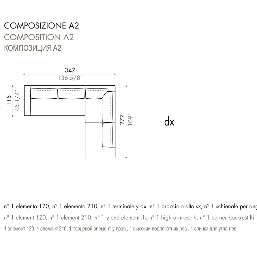 Desiree Modular Sofa Composition ZENIT - dimensions, item code C00060