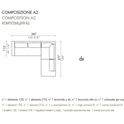 Desiree Modular Sofa Composition ZENIT - dimensions, item code C00060