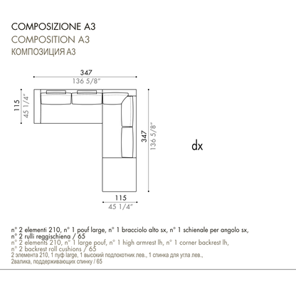 Desiree Modular Sofa Composition ZENIT - dimensions, item code C00070