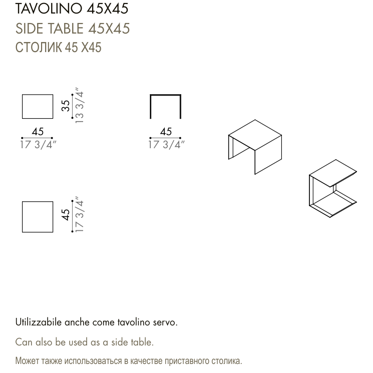 Desiree Side Table ZEROCENTO - dimensions, item code 007625