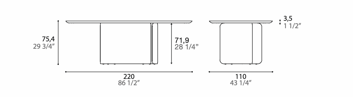 Manufacturer dimensioned technical diagram of Alf DaFrè ESS22. Not a finish photograph.