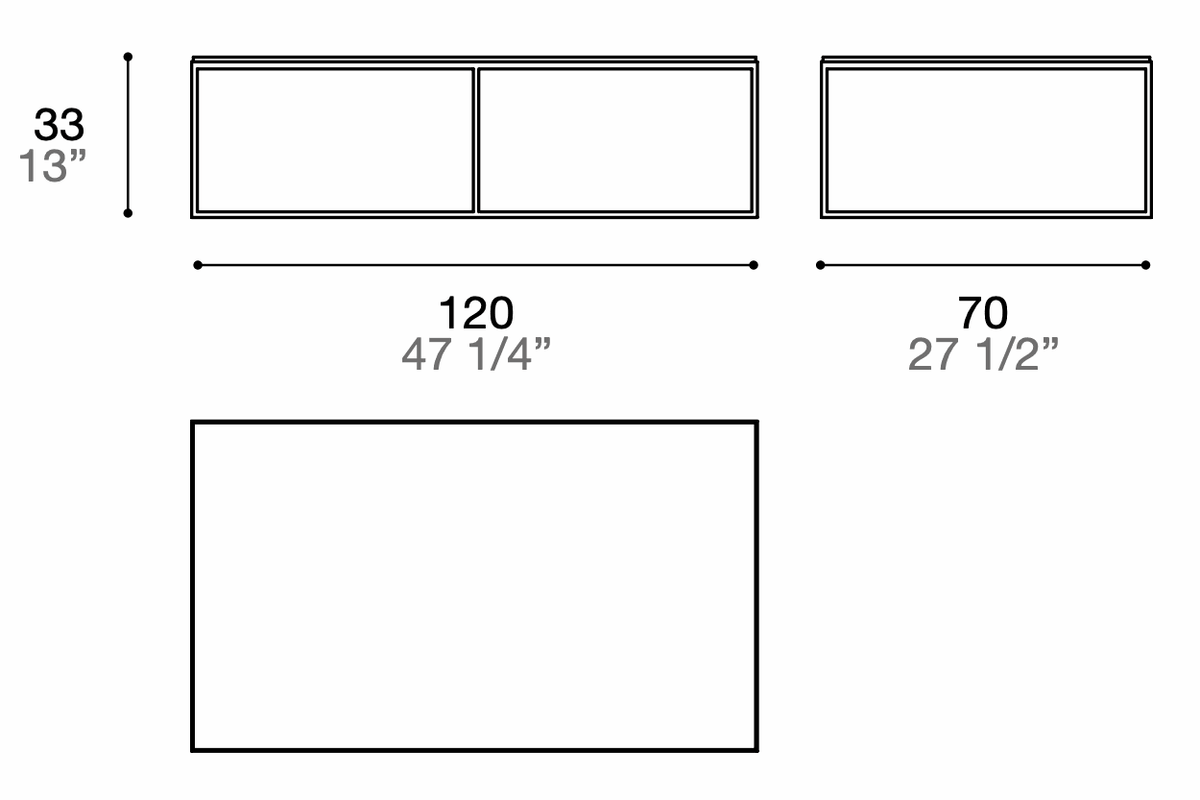 Manufacturer technical drawing for KO120; line illustration, not a product photograph.