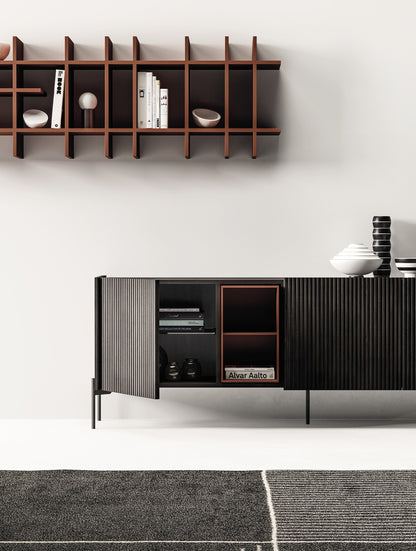 Devina Nais Zero.22 820CR430 - 215 cm, open compartment and three wood doors - view 3, example finishes