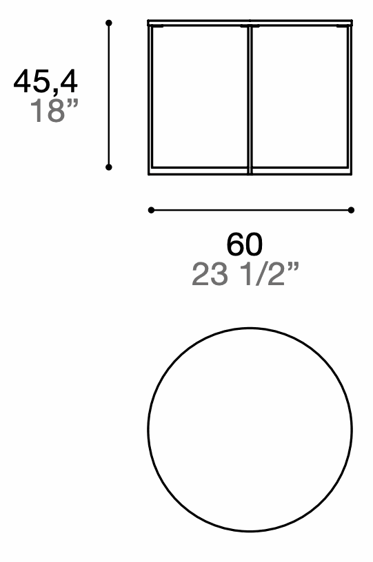 Manufacturer technical drawing for MOCA60; line illustration, not a product photograph.