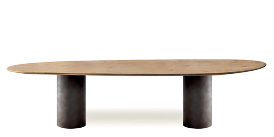 Devina Nais Dining Table Stone - Pillar — manufacturer image, example finish and configuration