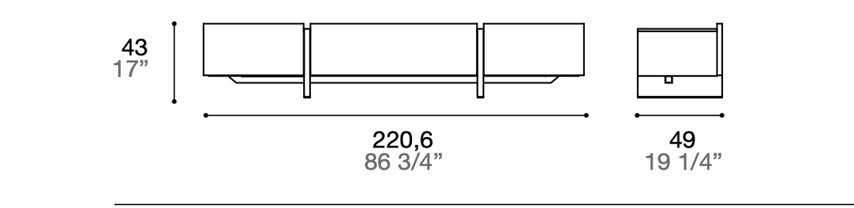 Manufacturer dimensioned technical diagram of Alf DaFrè PSD375. This is a composition diagram, not a finish photograph.