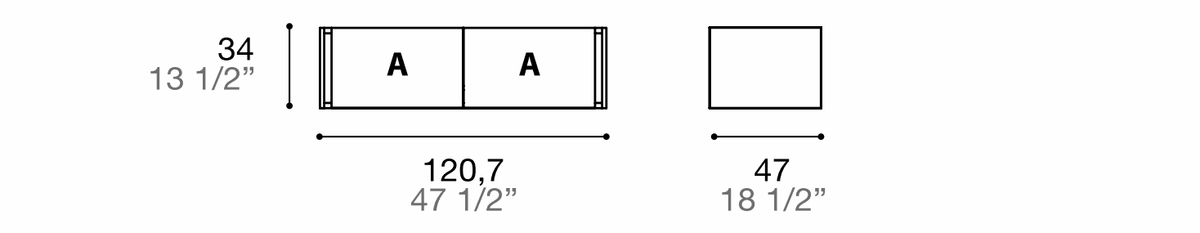 Manufacturer dimensioned technical diagram of Alf DaFrè Da-do giorno PSD510. Diagram is not a finish photograph.