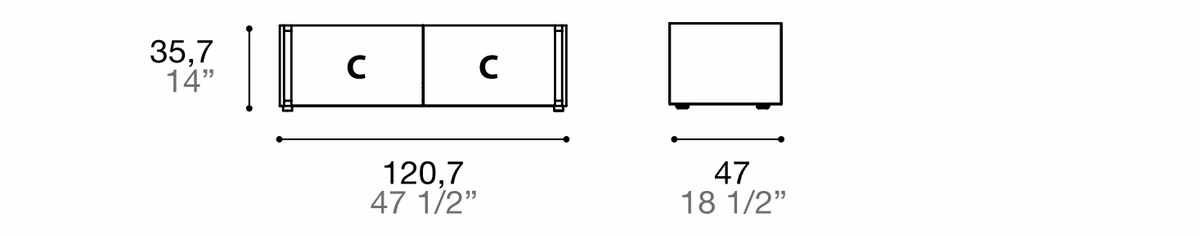 Manufacturer dimensioned technical diagram of Alf DaFrè Da-do giorno PSD513. Diagram is not a finish photograph.