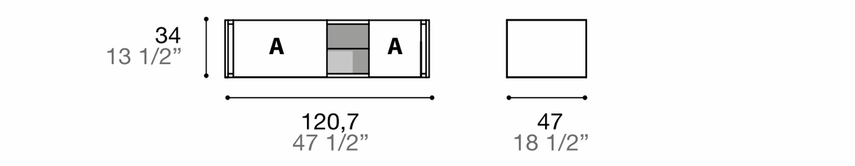Manufacturer dimensioned technical diagram of Alf DaFrè Da-do giorno PSD516. Diagram is not a finish photograph.