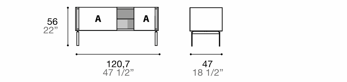 Manufacturer dimensioned technical diagram of Alf DaFrè Da-do giorno PSD520. Diagram is not a finish photograph.