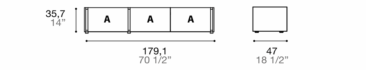 Manufacturer dimensioned technical diagram of Alf DaFrè Da-do giorno PSD526. Diagram is not a finish photograph.
