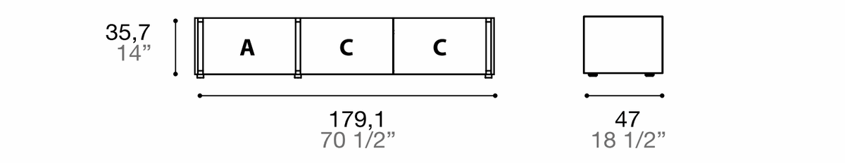 Manufacturer dimensioned technical diagram of Alf DaFrè Da-do giorno PSD528. Diagram is not a finish photograph.