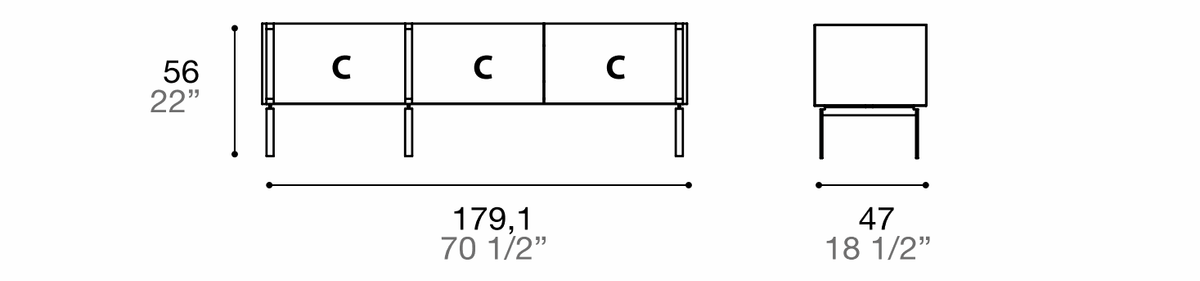 Manufacturer dimensioned technical diagram of Alf DaFrè Da-do giorno PSD531. Diagram is not a finish photograph.