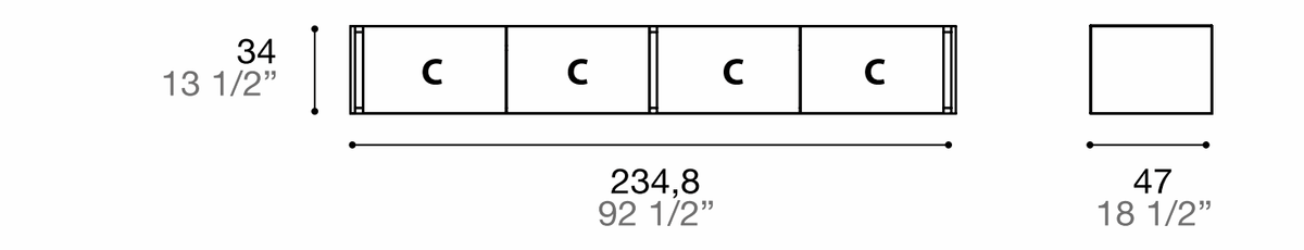 Manufacturer dimensioned technical diagram of Alf DaFrè Da-do giorno PSD541. Diagram is not a finish photograph.