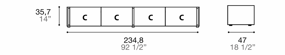 Manufacturer dimensioned technical diagram of Alf DaFrè Da-do giorno PSD544. Diagram is not a finish photograph.