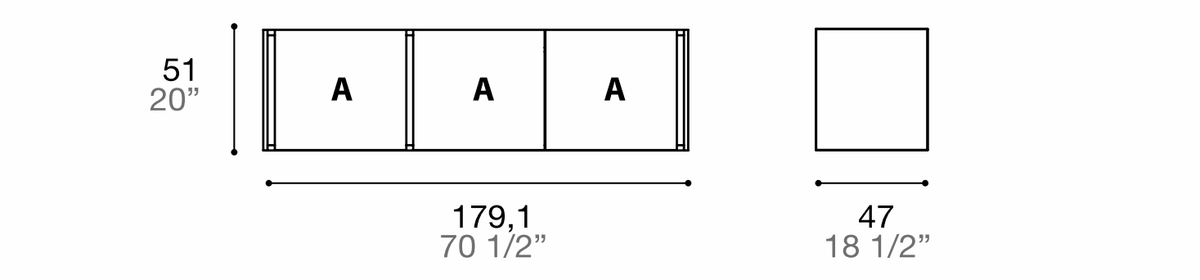 Manufacturer dimensioned technical diagram of Alf DaFrè Da-do giorno PSD558. Diagram is not a finish photograph.