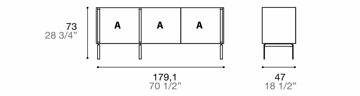 Manufacturer dimensioned technical diagram of Alf DaFrè Da-do giorno PSD560. Diagram is not a finish photograph.