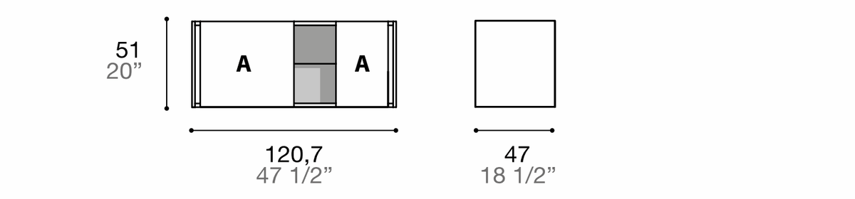 Manufacturer dimensioned technical diagram of Alf DaFrè Da-do giorno PSD564. Diagram is not a finish photograph.