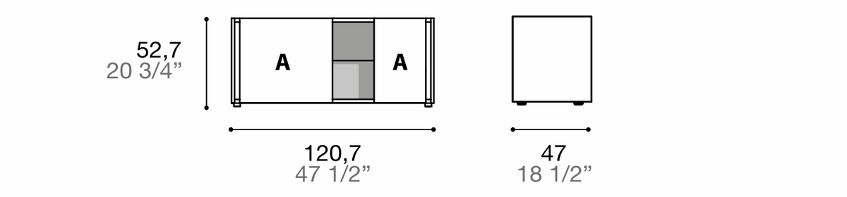 Manufacturer dimensioned technical diagram of Alf DaFrè Da-do giorno PSD565. Diagram is not a finish photograph.