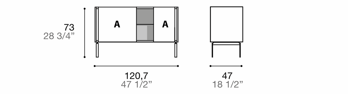 Manufacturer dimensioned technical diagram of Alf DaFrè Da-do giorno PSD566. Diagram is not a finish photograph.