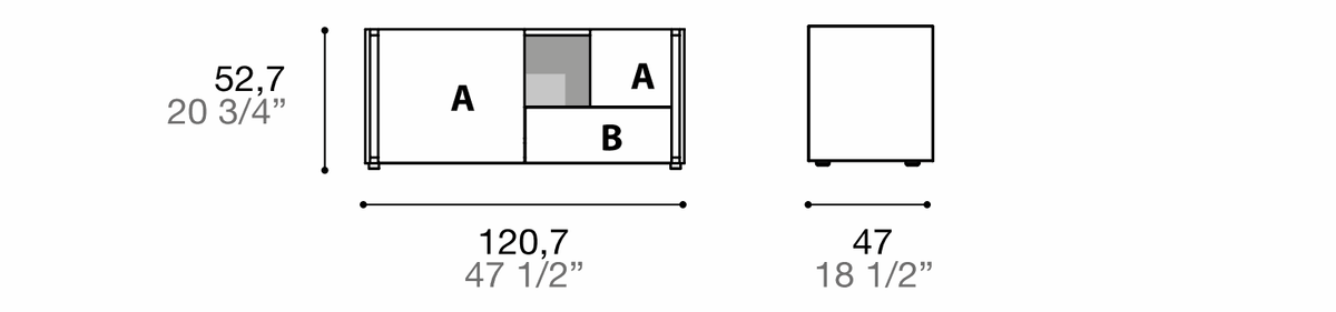 Manufacturer dimensioned technical diagram of Alf DaFrè Da-do giorno PSD574. Diagram is not a finish photograph.