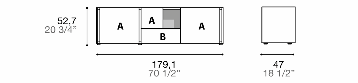 Manufacturer dimensioned technical diagram of Alf DaFrè Da-do giorno PSD577. Diagram is not a finish photograph.