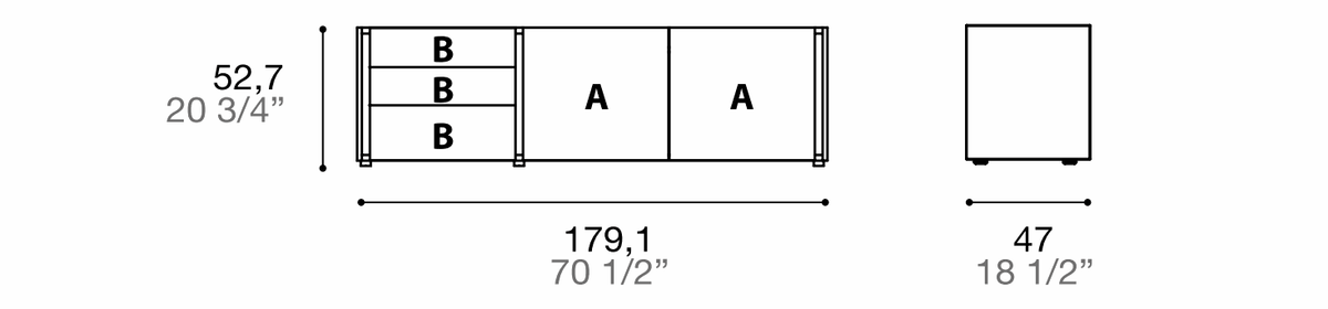 Manufacturer dimensioned technical diagram of Alf DaFrè Da-do giorno PSD580. Diagram is not a finish photograph.