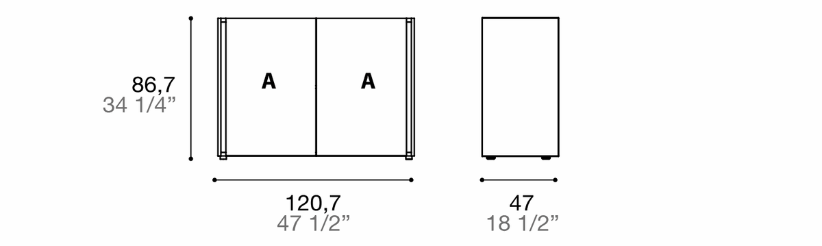 Manufacturer dimensioned technical diagram of Alf DaFrè Da-do giorno PSD582. Diagram is not a finish photograph.