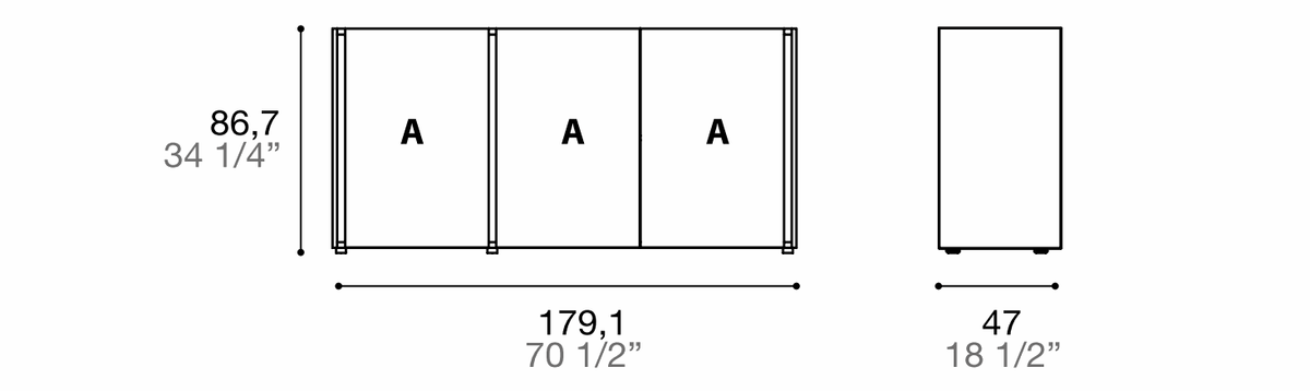 Manufacturer dimensioned technical diagram of Alf DaFrè Da-do giorno PSD584. Diagram is not a finish photograph.