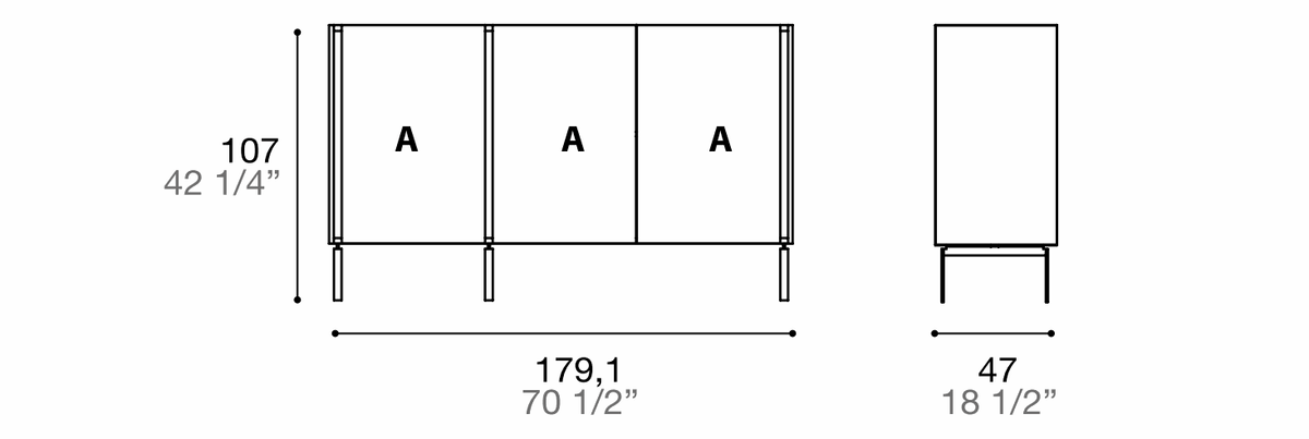 Manufacturer dimensioned technical diagram of Alf DaFrè Da-do giorno PSD585. Diagram is not a finish photograph.