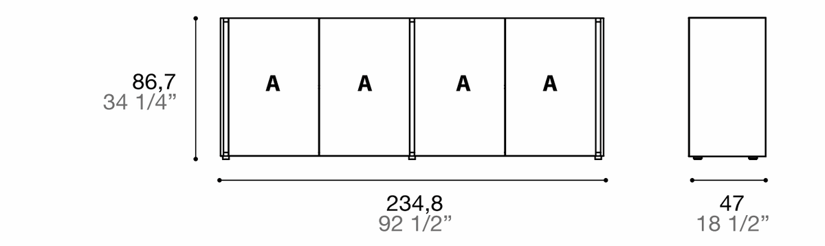 Manufacturer dimensioned technical diagram of Alf DaFrè Da-do giorno PSD586. Diagram is not a finish photograph.