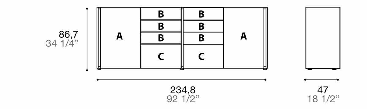 Manufacturer dimensioned technical diagram of Alf DaFrè Da-do giorno PSD600. Diagram is not a finish photograph.