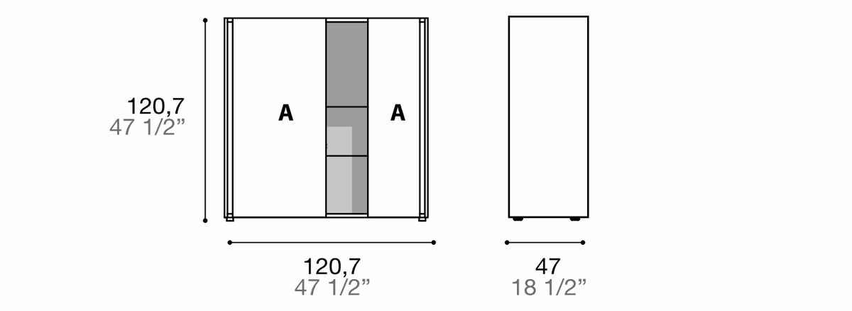 Manufacturer dimensioned technical diagram of Alf DaFrè Da-do giorno PSV161. Diagram is not a finish photograph.
