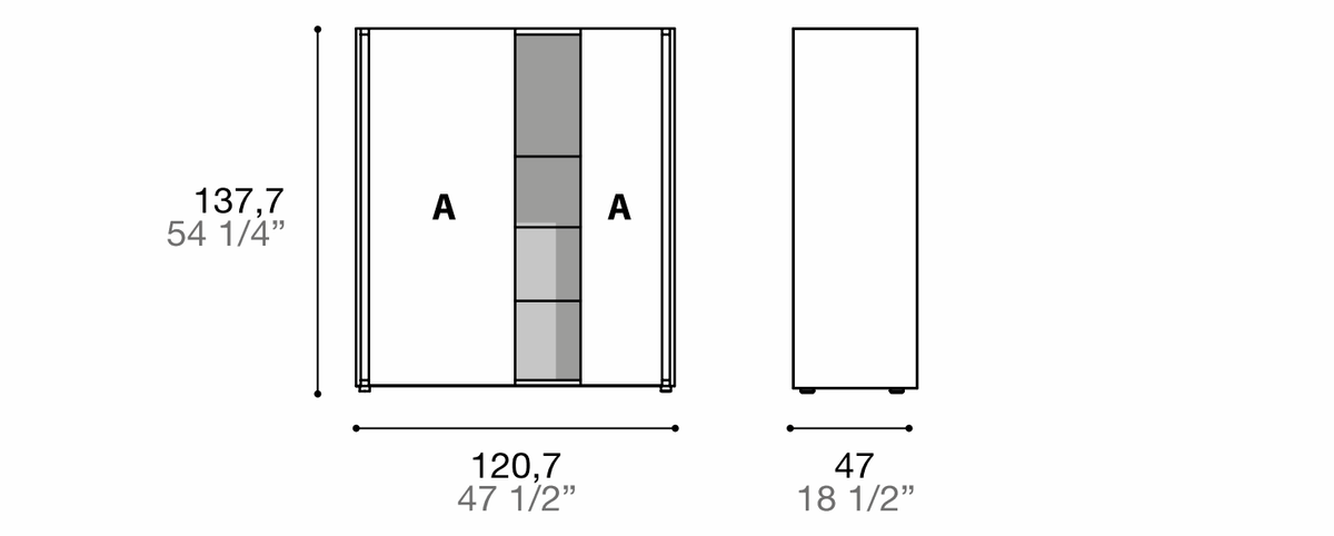 Manufacturer dimensioned technical diagram of Alf DaFrè Da-do giorno PSV163. Diagram is not a finish photograph.