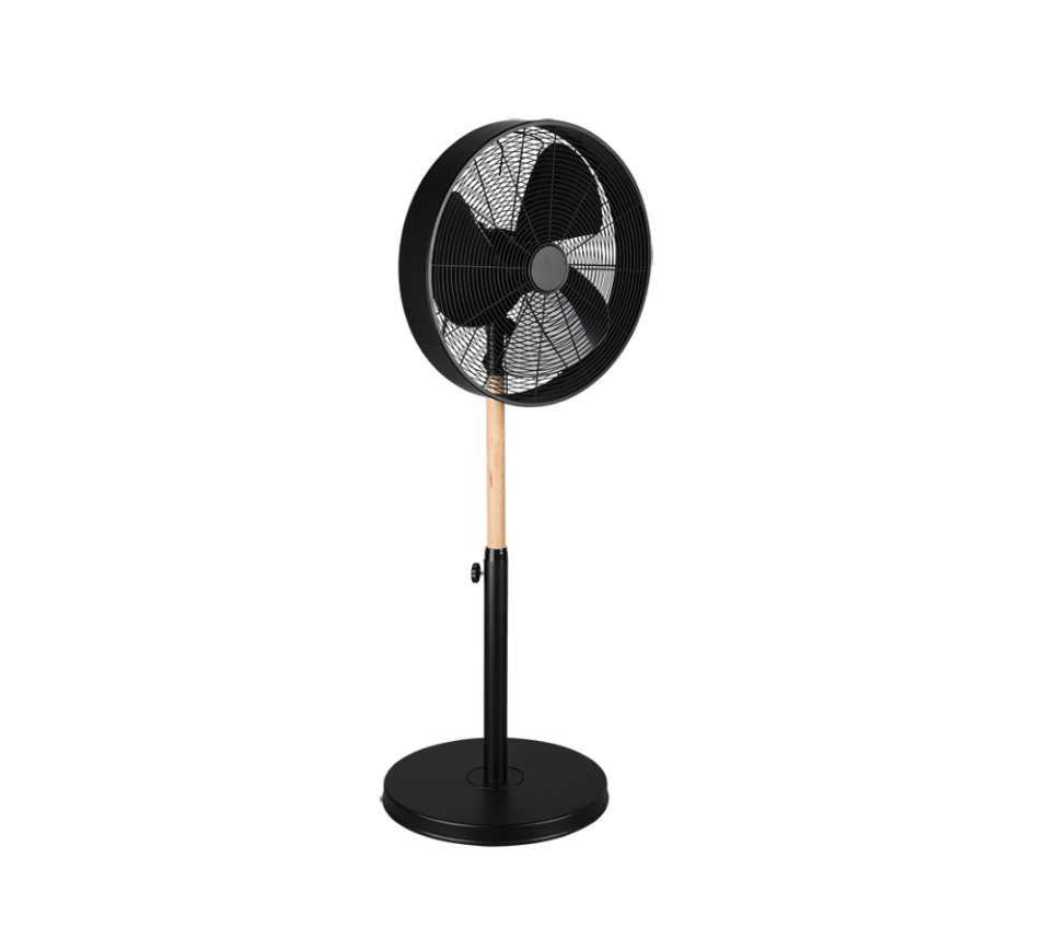 Viking floor fan matt black/wood — R034-32