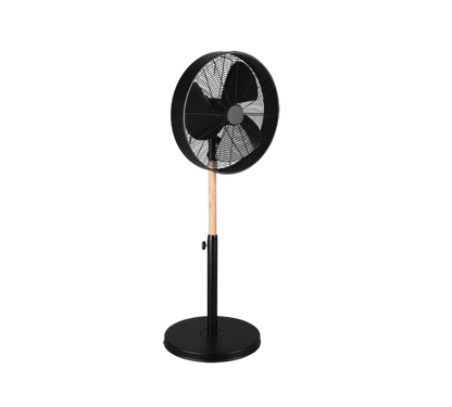 Viking floor fan matt black/wood — R034-32