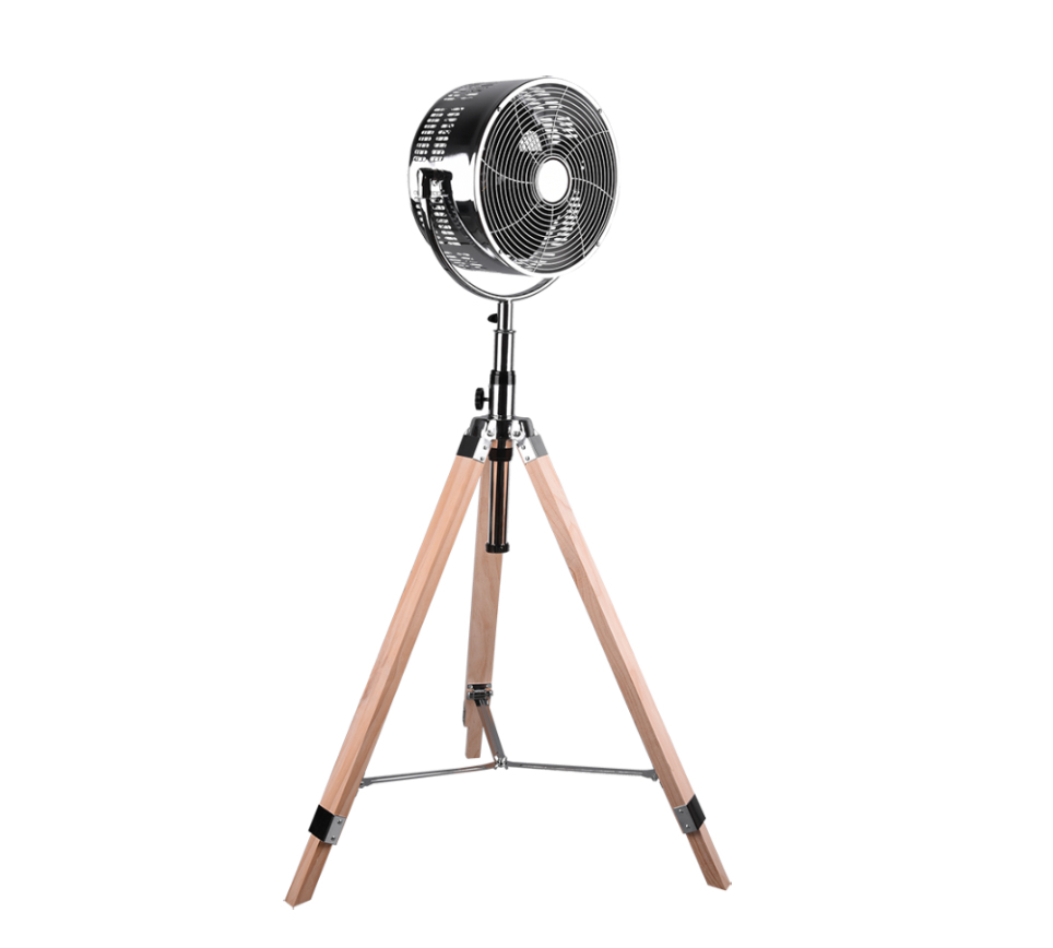 Tromsö floor fan chrome/wood — R036-06