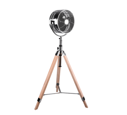 Tromsö floor fan chrome/wood — R036-06