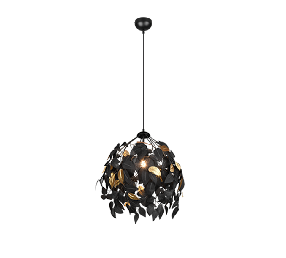 Leavy pendant 38 cm E27 matt black — R10461932