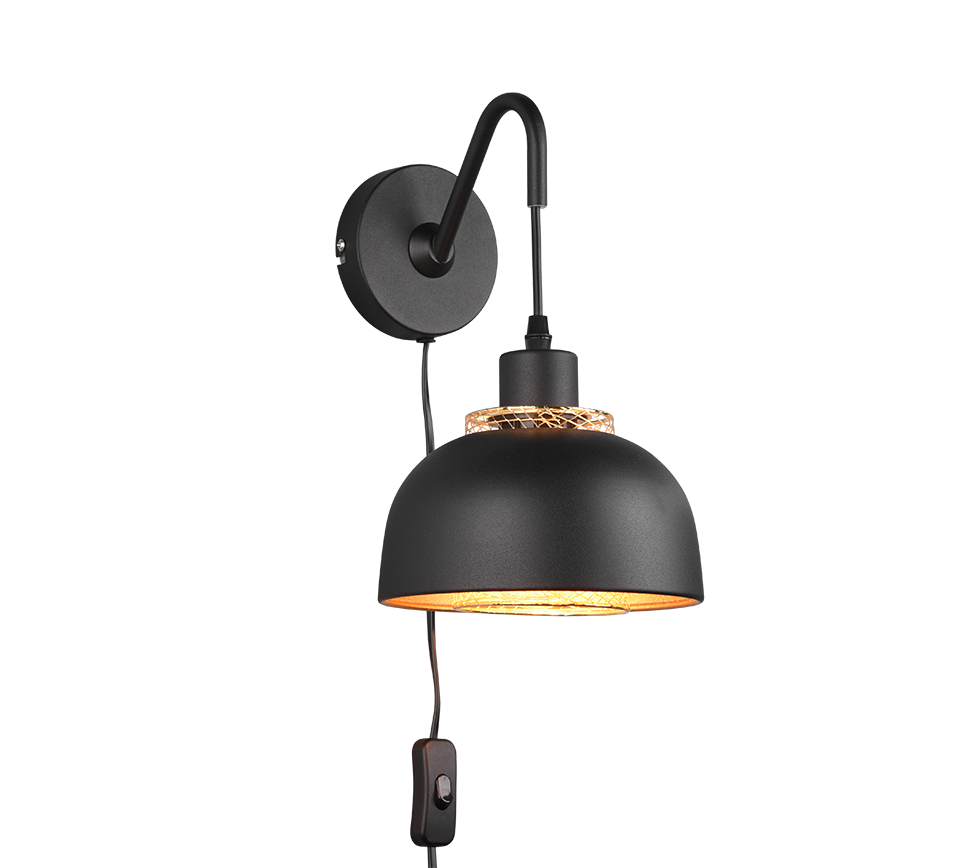 Punch wall lamp E27 matt black — R20811732